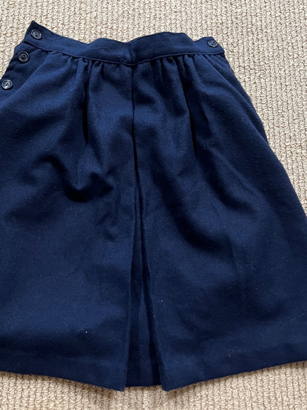 Vintage wool blend Navy Button-Waist skirt girls medium